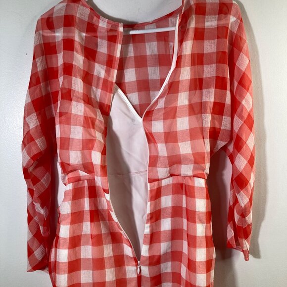Womens Lovers & Friends Seth Gingham Mini Dress Lined Red White S NWT - Picture 8 of 10